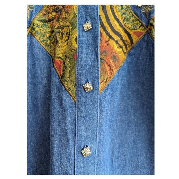 Vintage Info Denim Button Down Denim Top - Picture 3 of 6